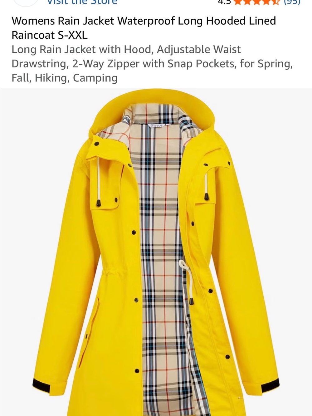 NWT long yellow raincoat